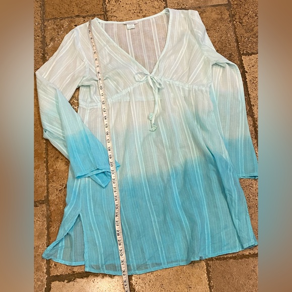 Debbie Katz pacific Beach turquoise ombré swim suit cover up size M - Picture 7 of 10
